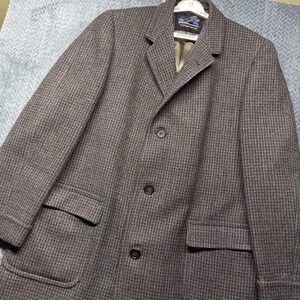 Vintage 60's Kuppenheimer Tiger Twist Wool Overcoat 48 L Brown Heavy Tweed Union